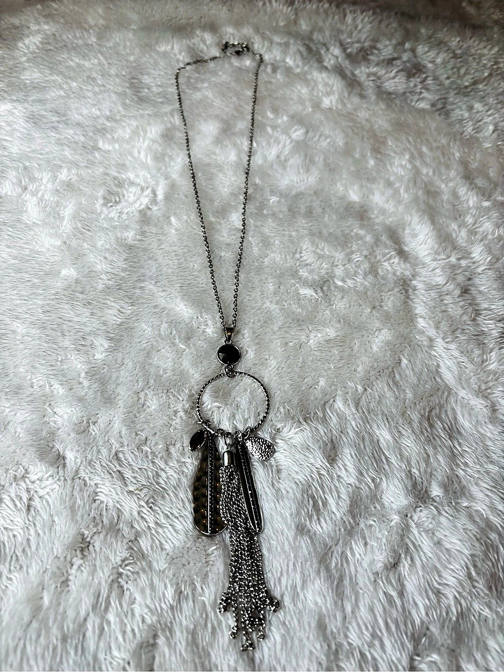 Silver & Black Pendant Necklace Like New